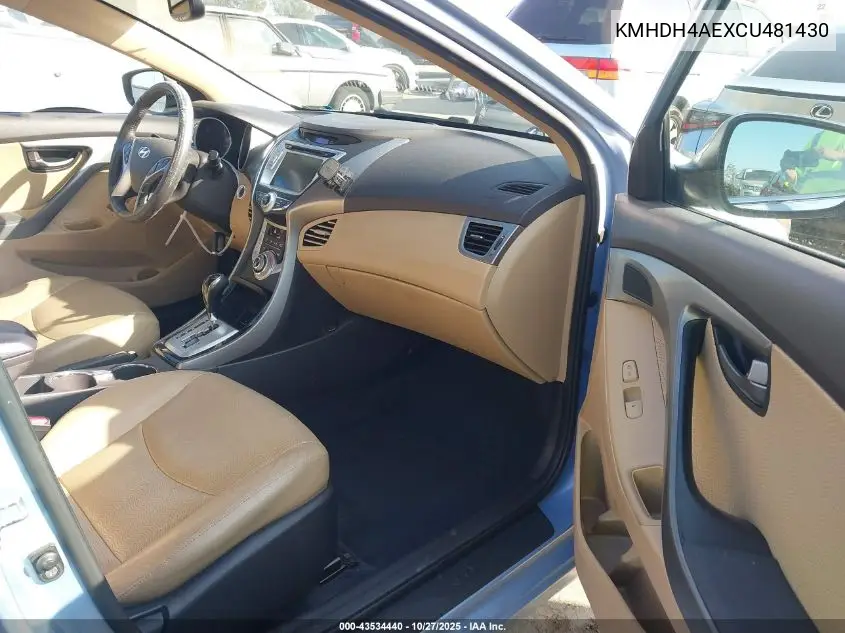 KMHDH4AEXCU481430 2012 Hyundai Elantra Limited (Ulsan Plant)