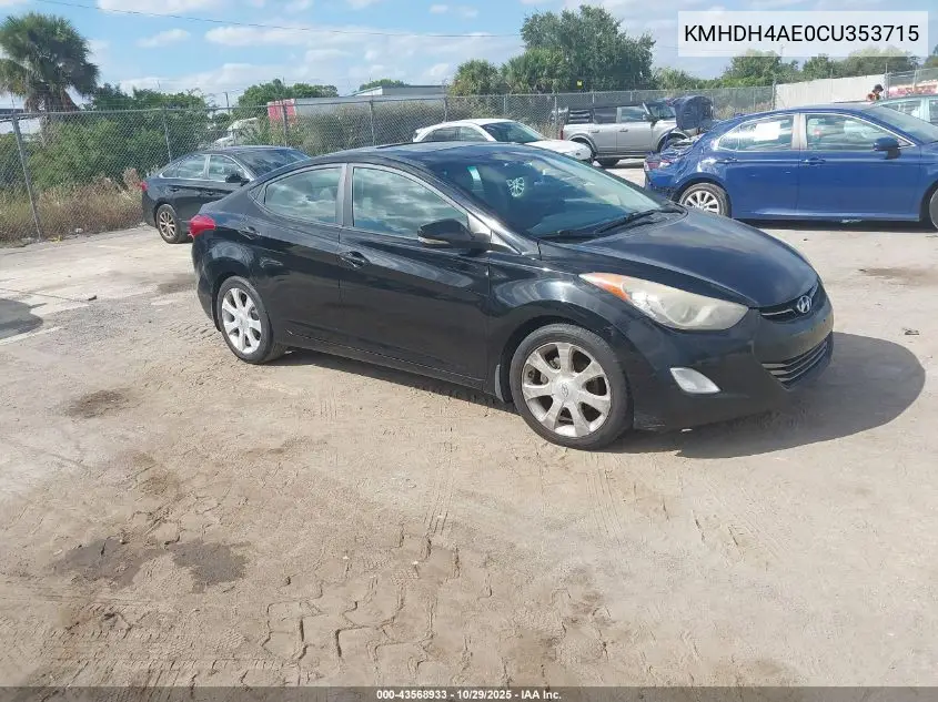 KMHDH4AE0CU353715 2012 Hyundai Elantra Limited (Ulsan Plant)