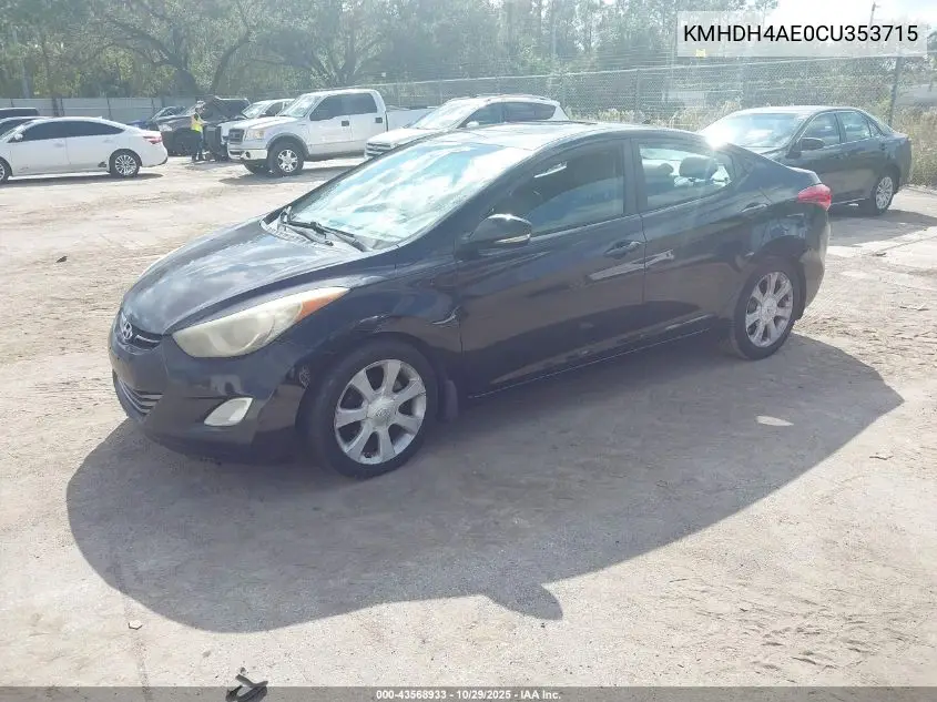 KMHDH4AE0CU353715 2012 Hyundai Elantra Limited (Ulsan Plant)