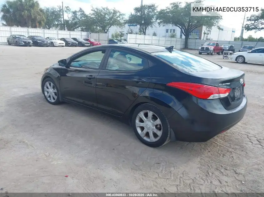 KMHDH4AE0CU353715 2012 Hyundai Elantra Limited (Ulsan Plant)