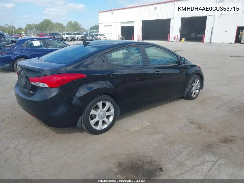 KMHDH4AE0CU353715 2012 Hyundai Elantra Limited (Ulsan Plant)