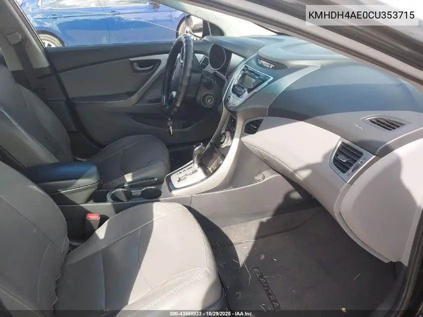 KMHDH4AE0CU353715 2012 Hyundai Elantra Limited (Ulsan Plant)