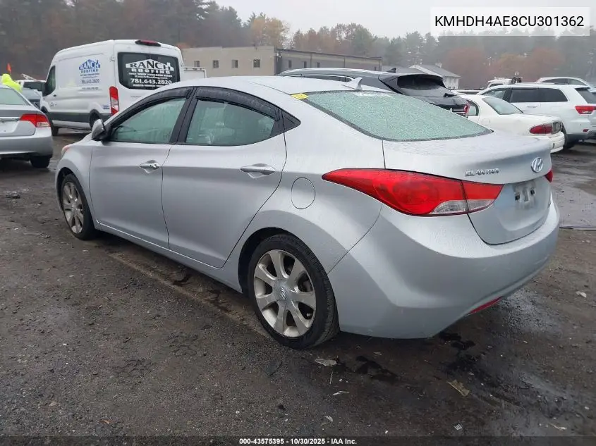 KMHDH4AE8CU301362 2012 Hyundai Elantra Limited (Ulsan Plant)