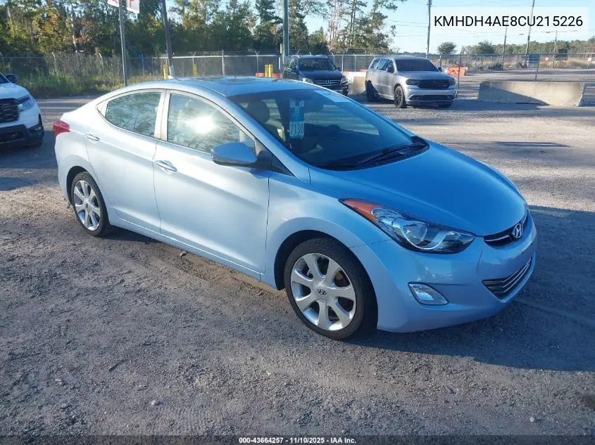 KMHDH4AE8CU215226 2012 Hyundai Elantra Limited (Ulsan Plant)