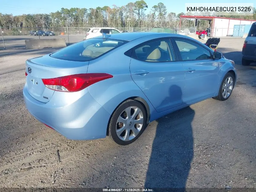 KMHDH4AE8CU215226 2012 Hyundai Elantra Limited (Ulsan Plant)