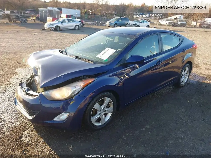 5NPDH4AE7CH149833 2012 Hyundai Elantra Gls