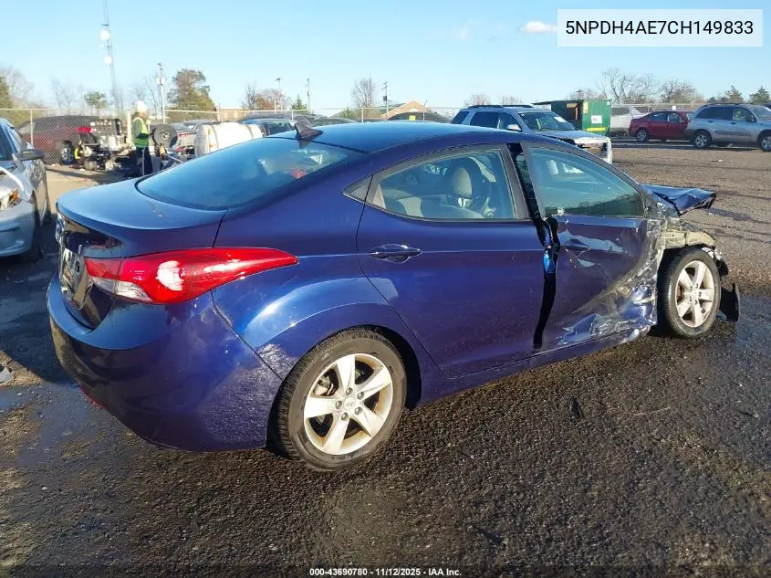 5NPDH4AE7CH149833 2012 Hyundai Elantra Gls