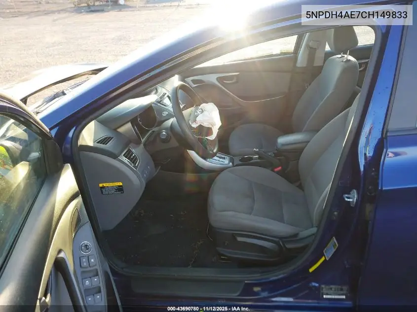 5NPDH4AE7CH149833 2012 Hyundai Elantra Gls