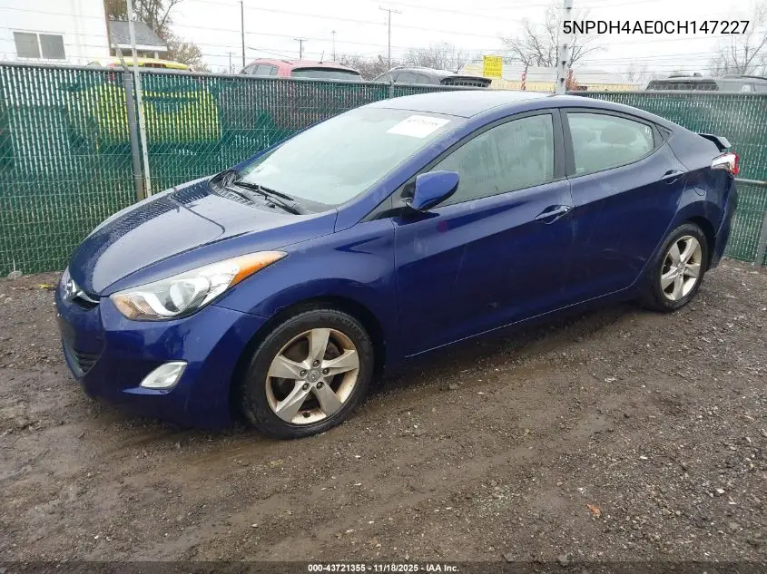 5NPDH4AE0CH147227 2012 Hyundai Elantra Gls