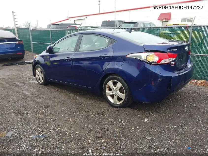 5NPDH4AE0CH147227 2012 Hyundai Elantra Gls