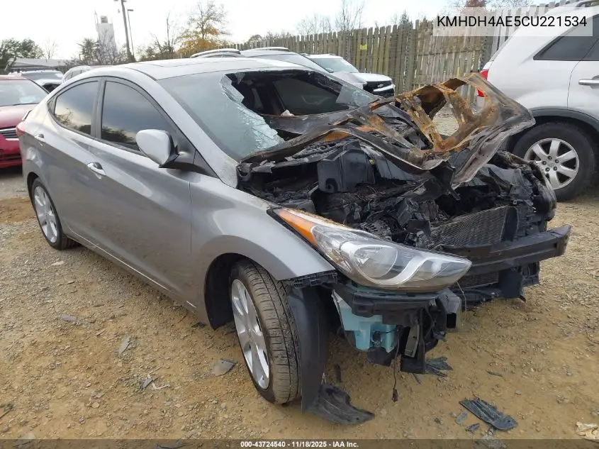 KMHDH4AE5CU221534 2012 Hyundai Elantra Limited (Ulsan Plant)