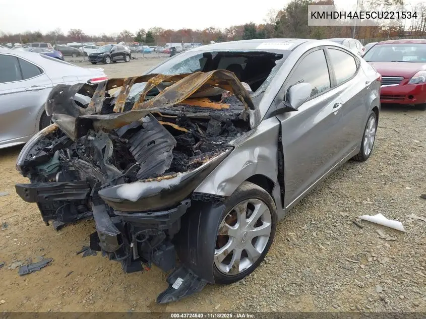 KMHDH4AE5CU221534 2012 Hyundai Elantra Limited (Ulsan Plant)