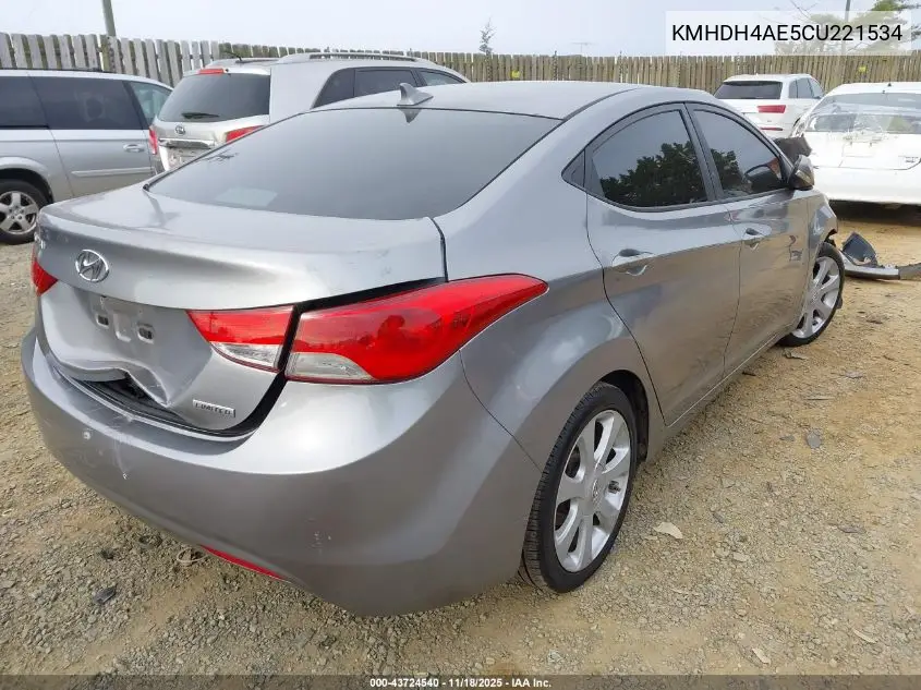 KMHDH4AE5CU221534 2012 Hyundai Elantra Limited (Ulsan Plant)