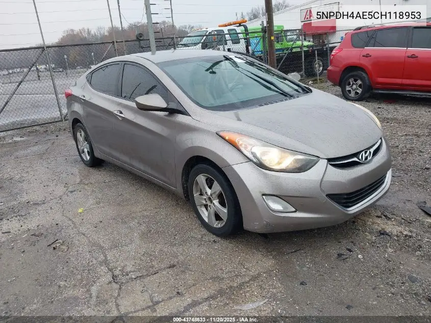 5NPDH4AE5CH118953 2012 Hyundai Elantra Gls