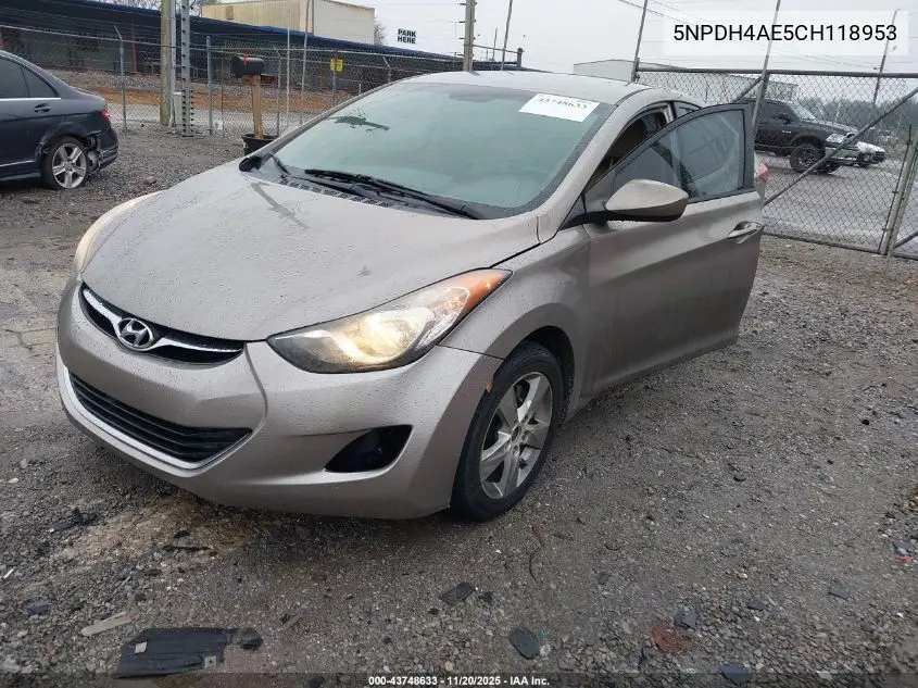 5NPDH4AE5CH118953 2012 Hyundai Elantra Gls