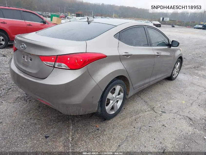 5NPDH4AE5CH118953 2012 Hyundai Elantra Gls