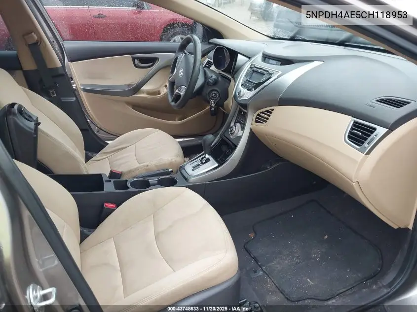 5NPDH4AE5CH118953 2012 Hyundai Elantra Gls