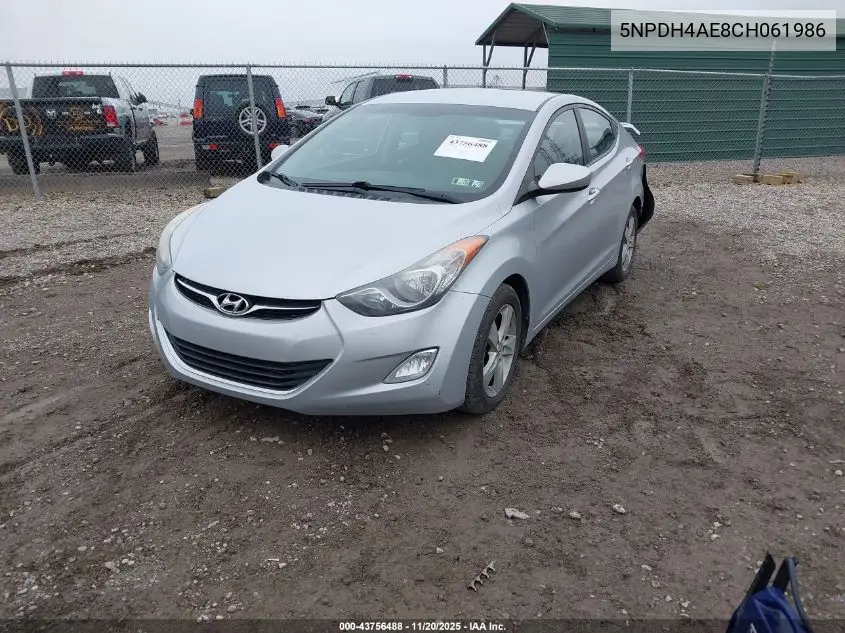 5NPDH4AE8CH061986 2012 Hyundai Elantra Gls
