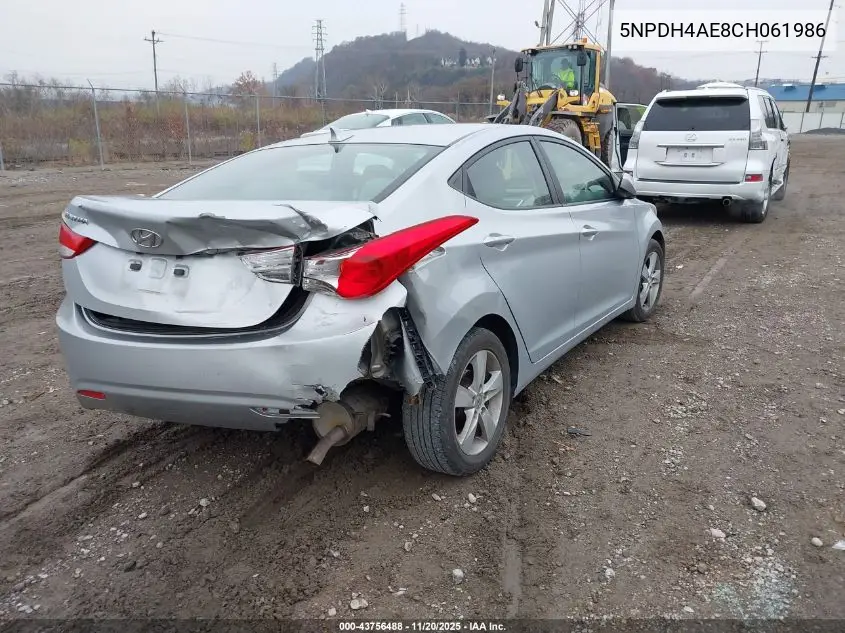 5NPDH4AE8CH061986 2012 Hyundai Elantra Gls