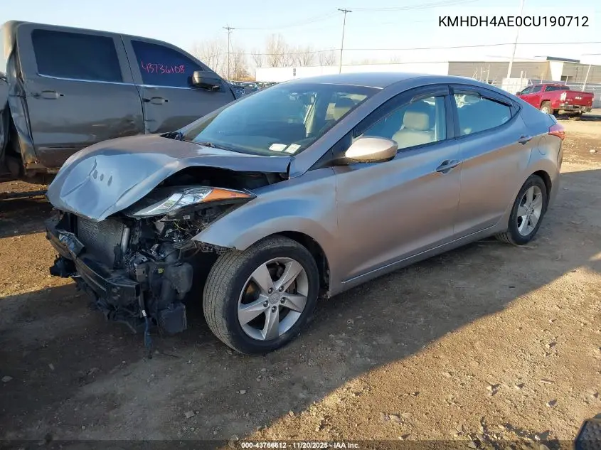 KMHDH4AE0CU190712 2012 Hyundai Elantra Gls (Ulsan Plant)
