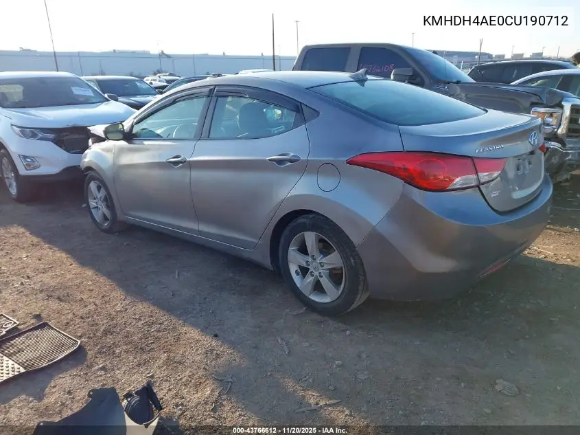 KMHDH4AE0CU190712 2012 Hyundai Elantra Gls (Ulsan Plant)