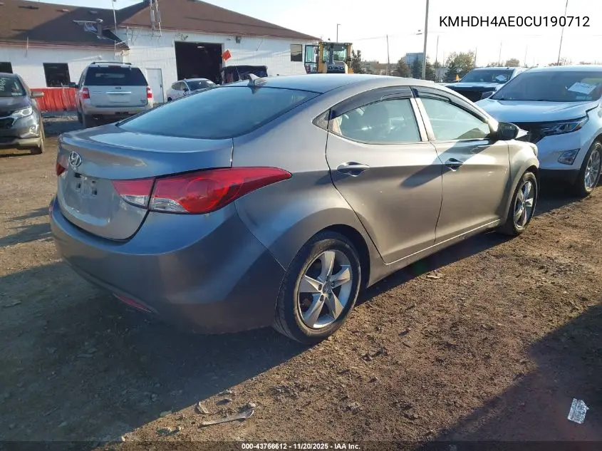 KMHDH4AE0CU190712 2012 Hyundai Elantra Gls (Ulsan Plant)