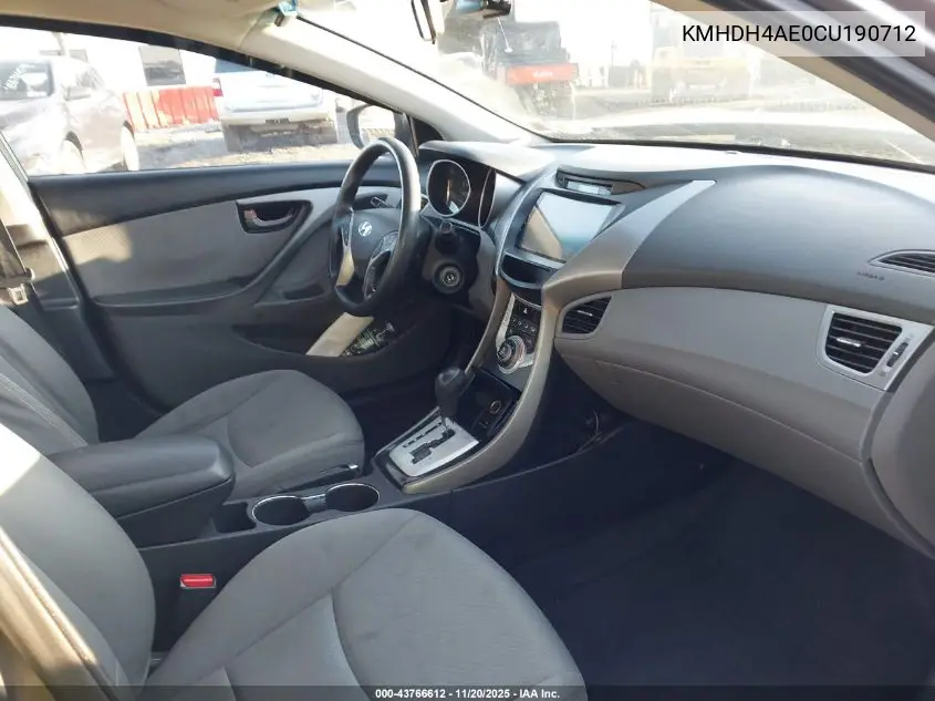 KMHDH4AE0CU190712 2012 Hyundai Elantra Gls (Ulsan Plant)