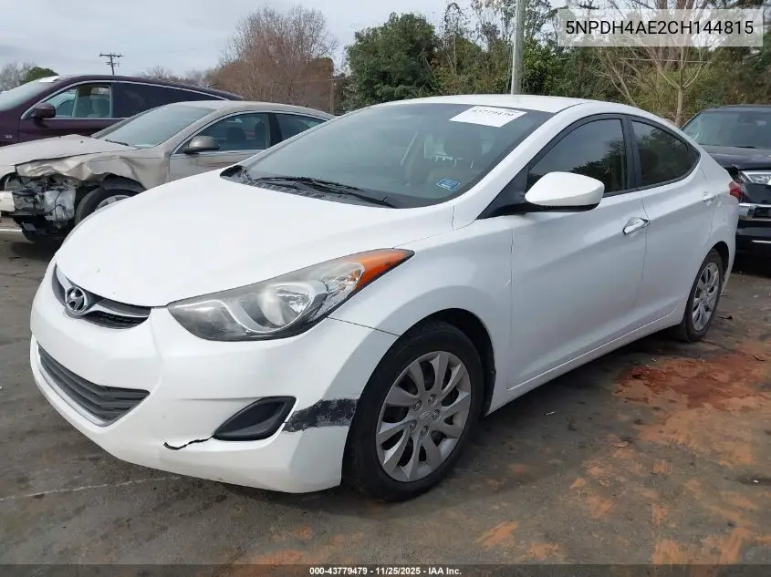5NPDH4AE2CH144815 2012 Hyundai Elantra Gls