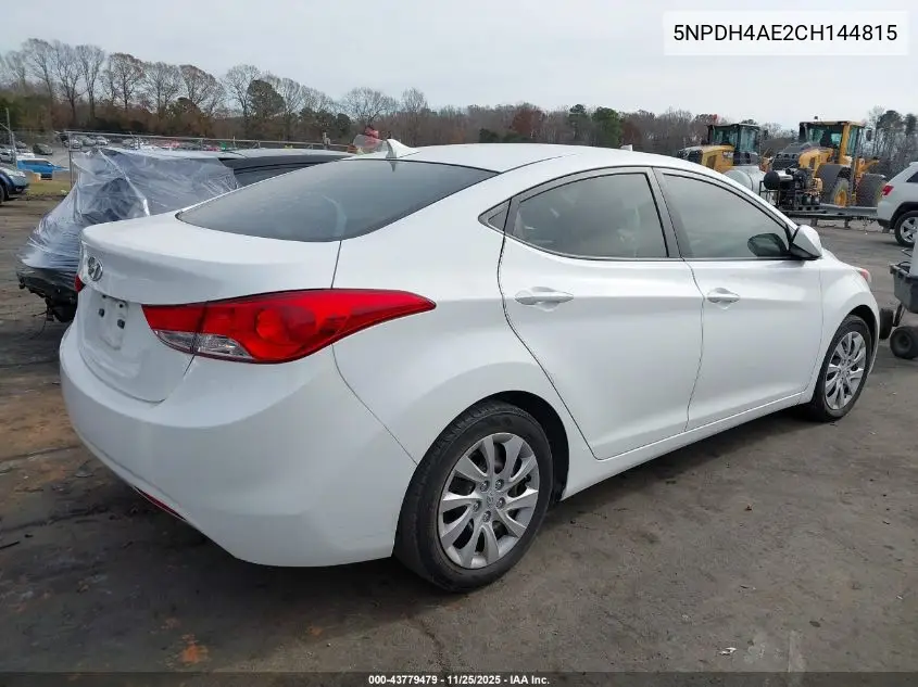 5NPDH4AE2CH144815 2012 Hyundai Elantra Gls