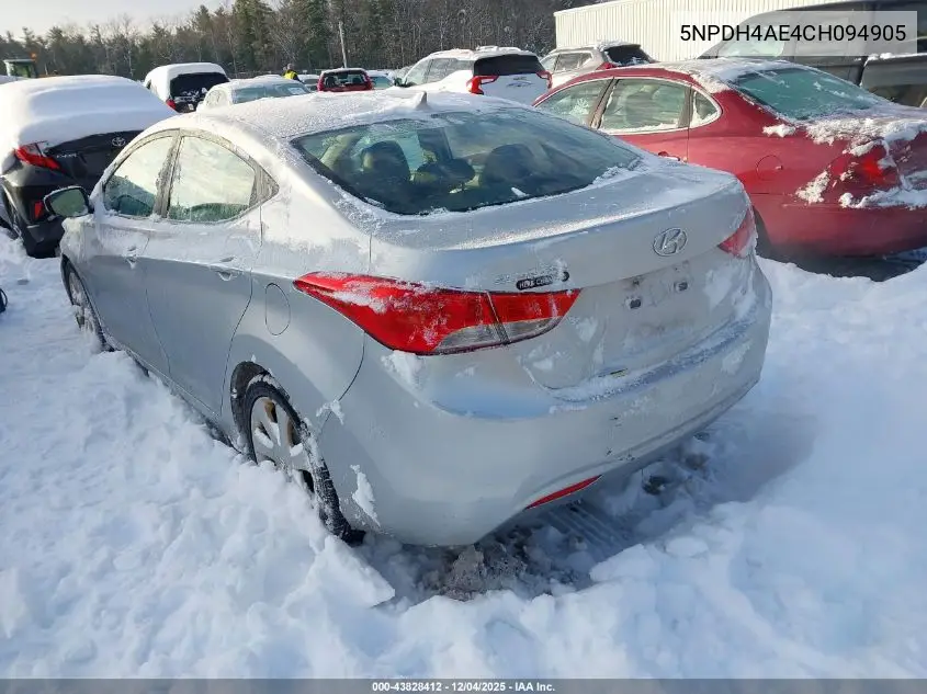 5NPDH4AE4CH094905 2012 Hyundai Elantra Limited
