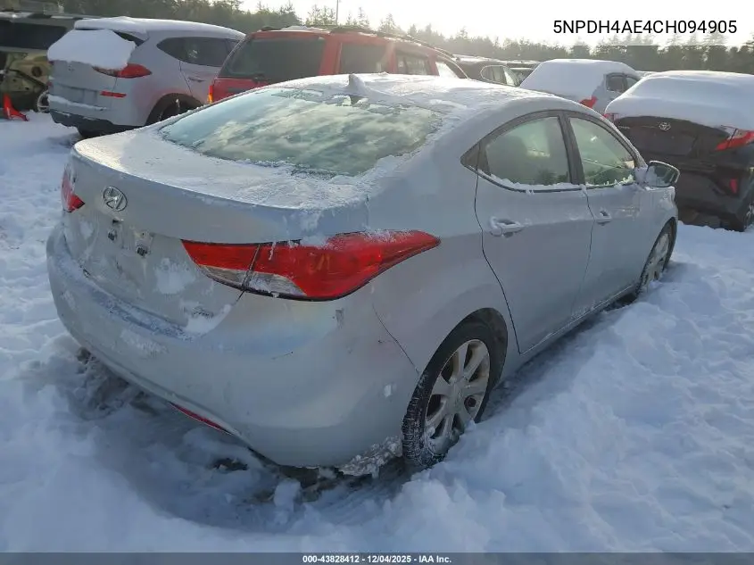 5NPDH4AE4CH094905 2012 Hyundai Elantra Limited