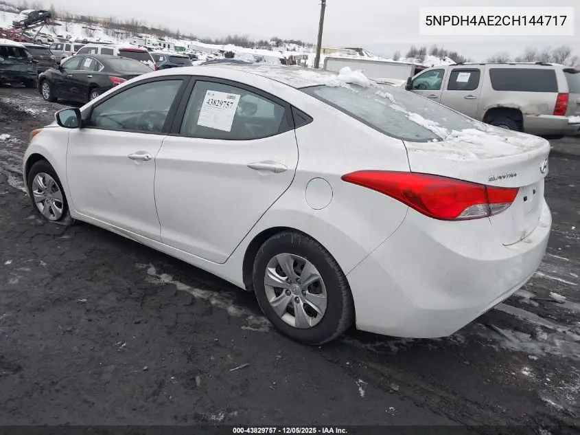 5NPDH4AE2CH144717 2012 Hyundai Elantra Gls
