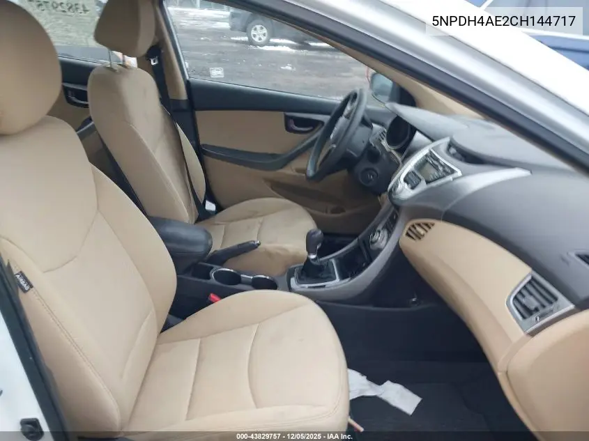 5NPDH4AE2CH144717 2012 Hyundai Elantra Gls