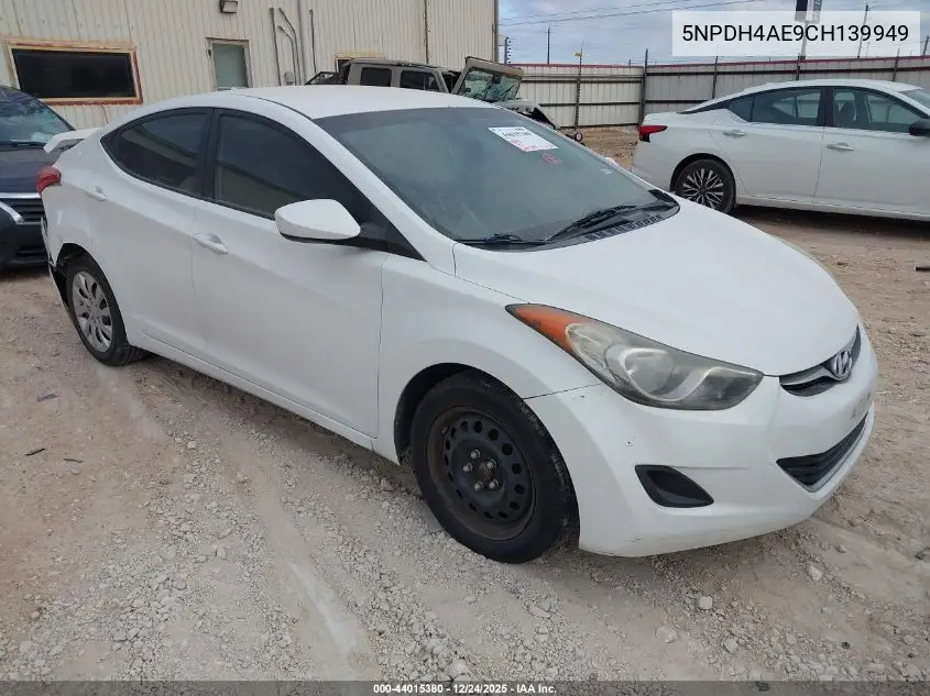 5NPDH4AE9CH139949 2012 Hyundai Elantra Gls