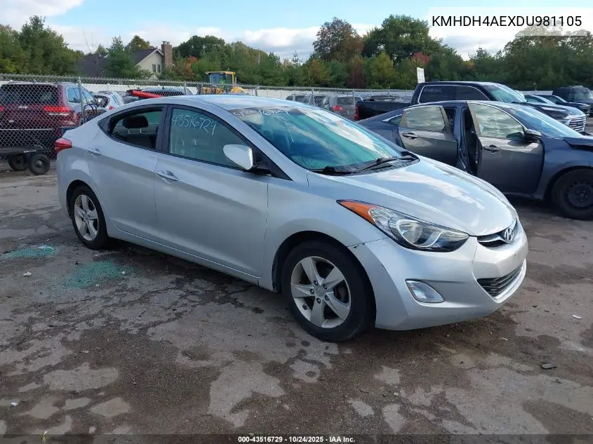 KMHDH4AEXDU981105 2013 Hyundai Elantra Gls