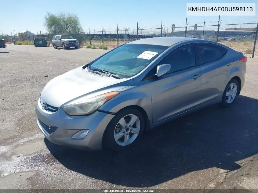KMHDH4AE0DU598113 2013 Hyundai Elantra Gls