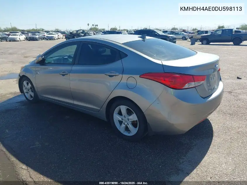 KMHDH4AE0DU598113 2013 Hyundai Elantra Gls