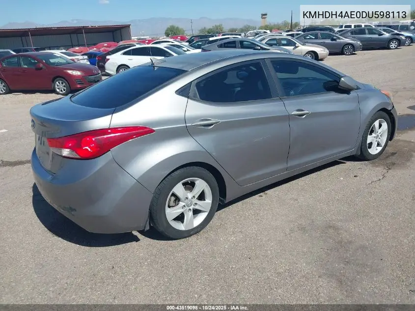 KMHDH4AE0DU598113 2013 Hyundai Elantra Gls