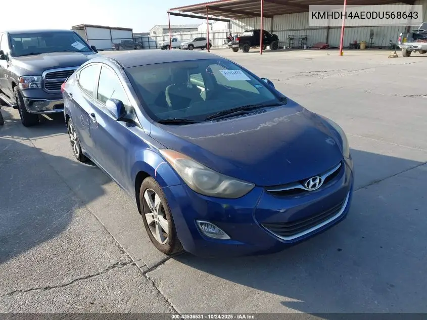 KMHDH4AE0DU568643 2013 Hyundai Elantra Gls
