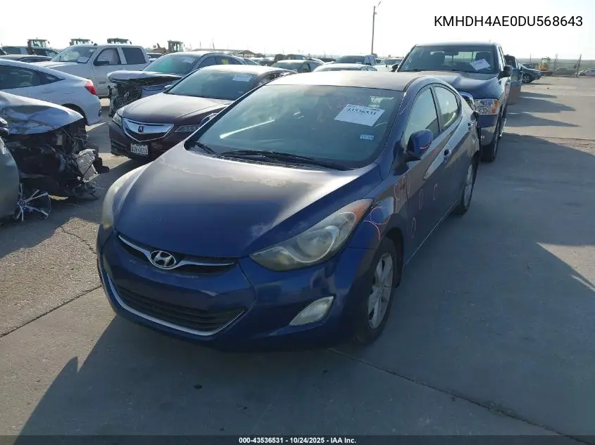 KMHDH4AE0DU568643 2013 Hyundai Elantra Gls