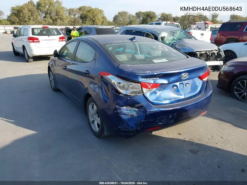 KMHDH4AE0DU568643 2013 Hyundai Elantra Gls