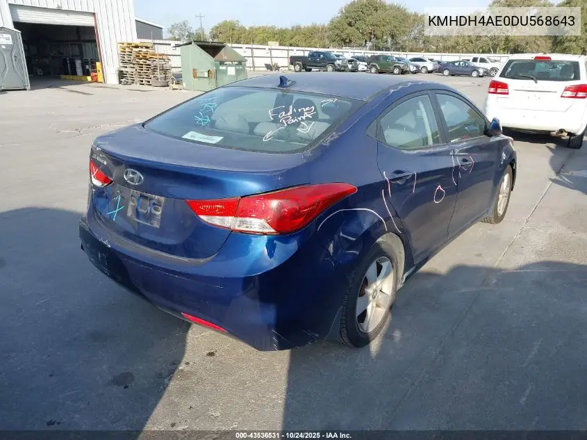 KMHDH4AE0DU568643 2013 Hyundai Elantra Gls
