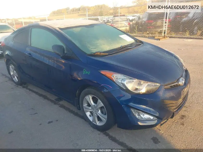 KMHDH6AE6DU012672 2013 Hyundai Elantra Gs