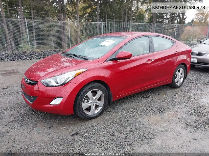 KMHDH4AEXDU680978 2013 Hyundai Elantra Gls