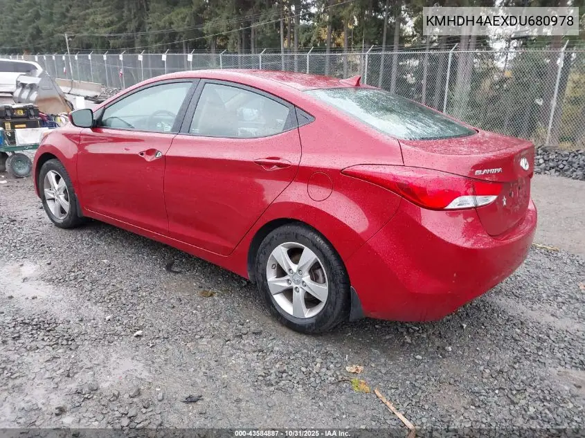 KMHDH4AEXDU680978 2013 Hyundai Elantra Gls