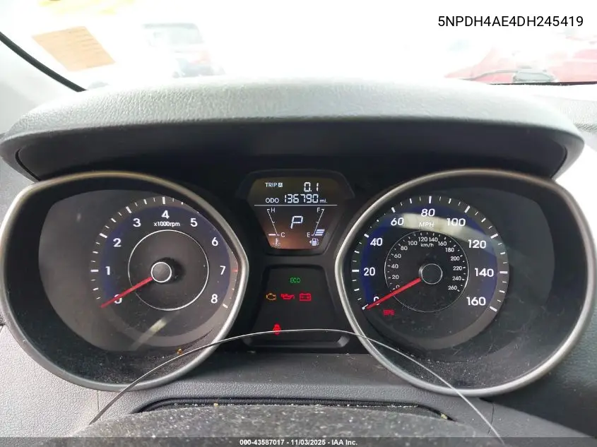 5NPDH4AE4DH245419 2013 Hyundai Elantra Gls