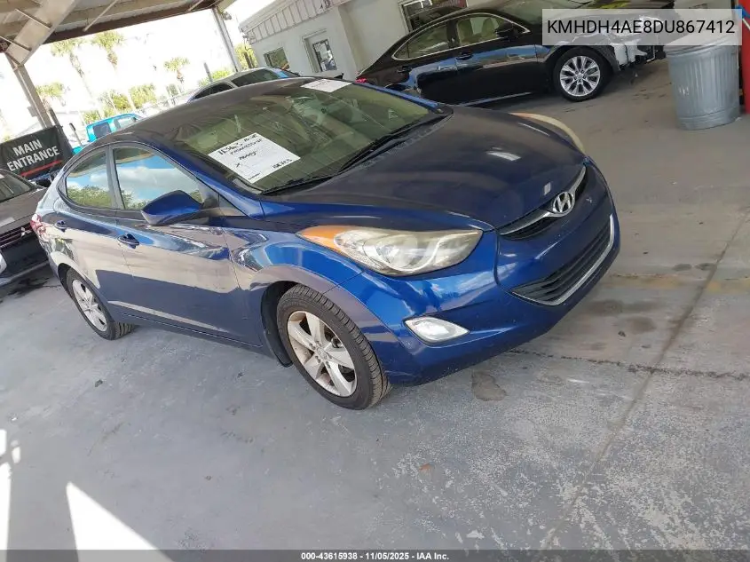 KMHDH4AE8DU867412 2013 Hyundai Elantra Gls
