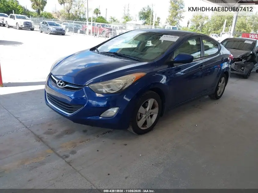 KMHDH4AE8DU867412 2013 Hyundai Elantra Gls