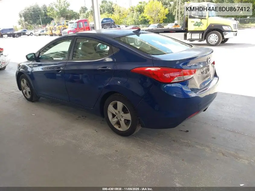 KMHDH4AE8DU867412 2013 Hyundai Elantra Gls