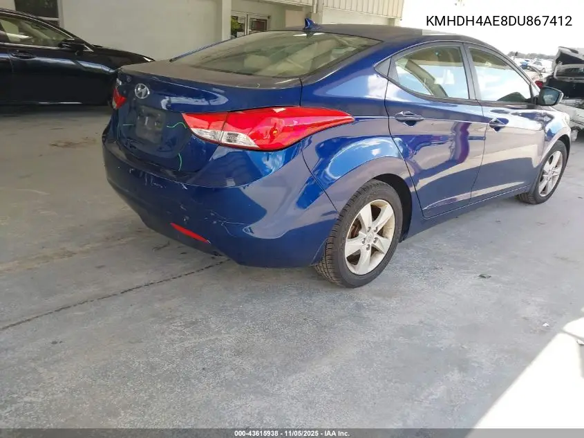 KMHDH4AE8DU867412 2013 Hyundai Elantra Gls